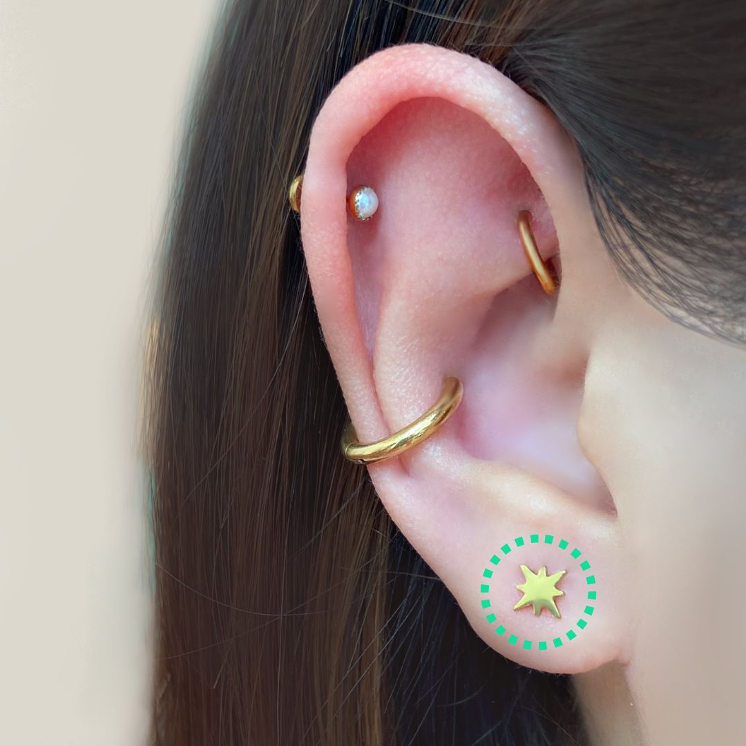PiJi Logo Star Flatback Titanium Earring