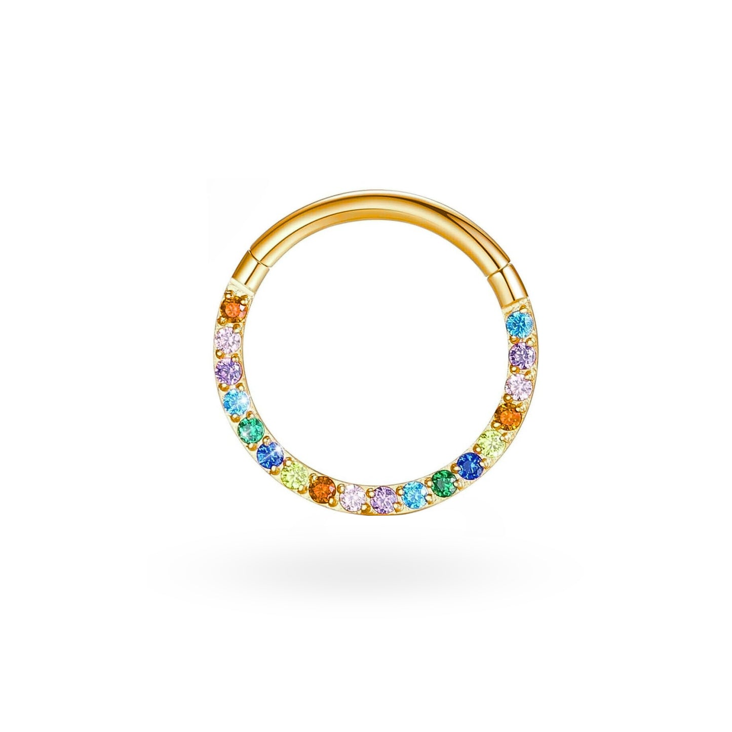 Titanium Side Studded CZ Clicker Hoop