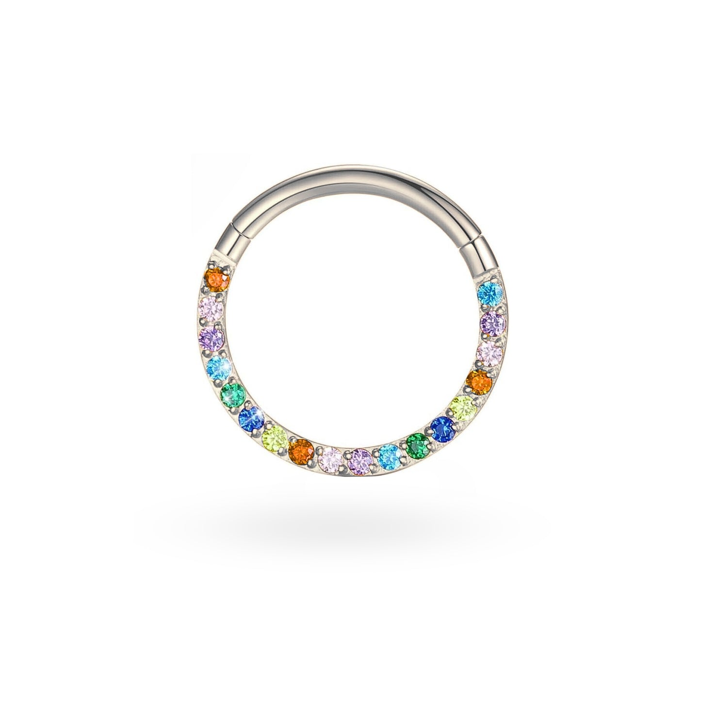 Titanium Side Studded CZ Clicker Hoop