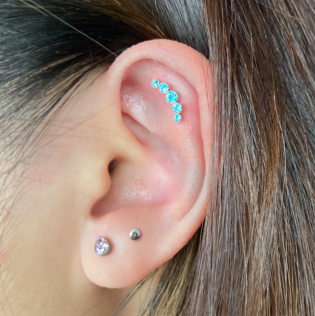 CZ Bubble Flatback Top Titanium Flatback Earring