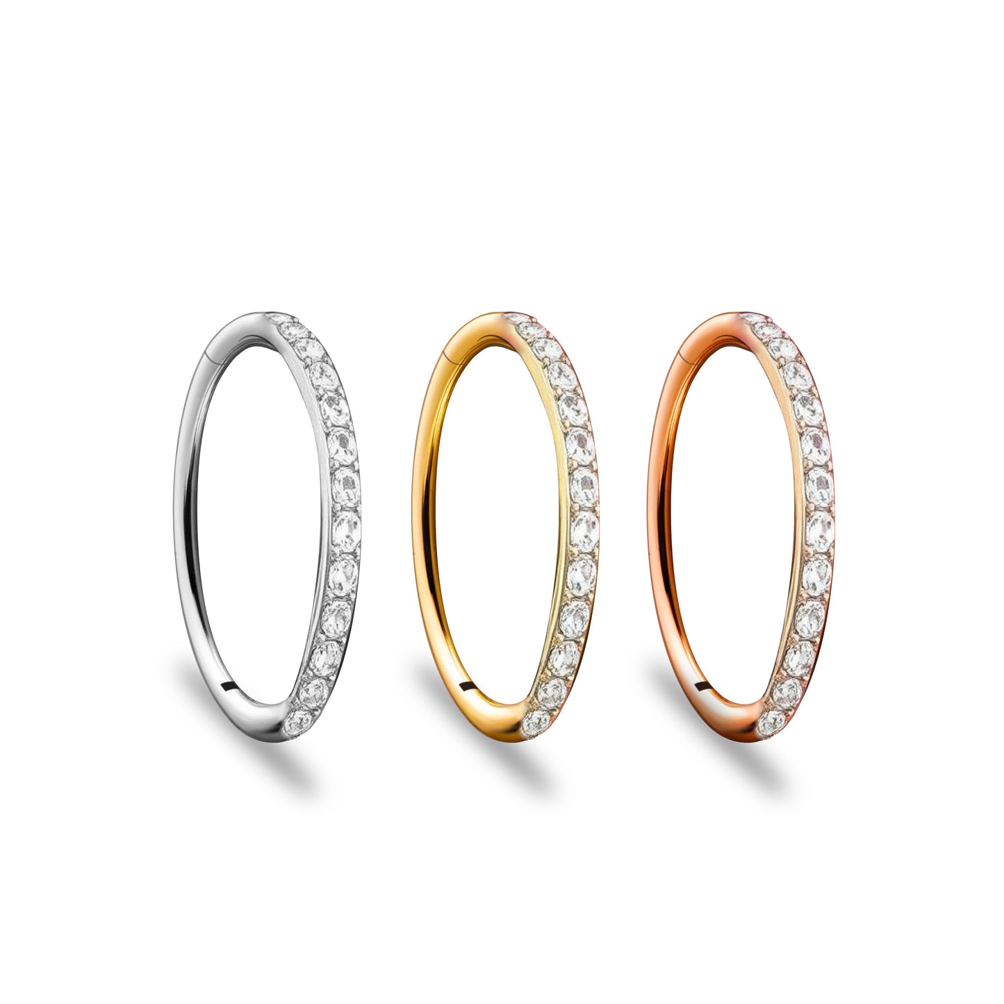 Titanium CZ Studded Slim Clicker Hoop