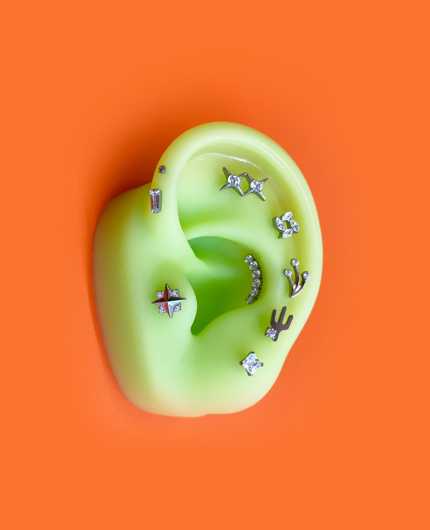 Bling Square Flatback Titanium Earring