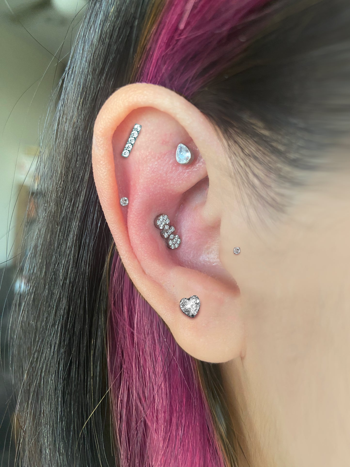 CZ Ribbon Flatback Titanium Earring