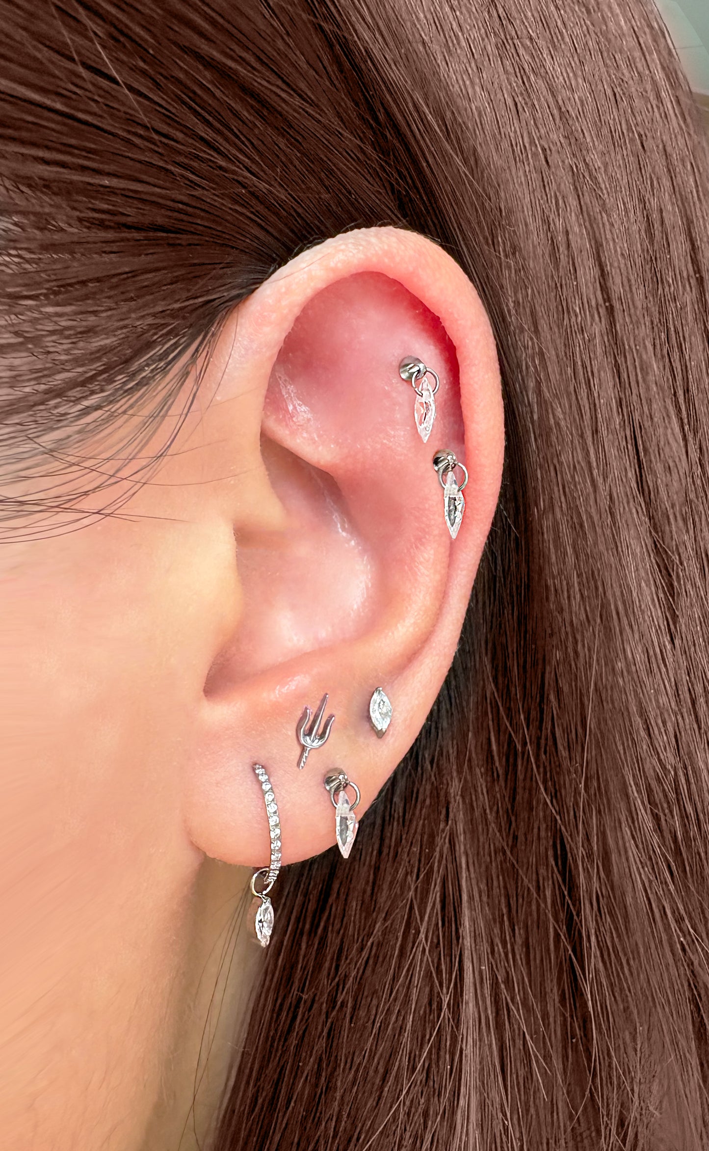 Marquise Dangle Flatback Titanium Earring