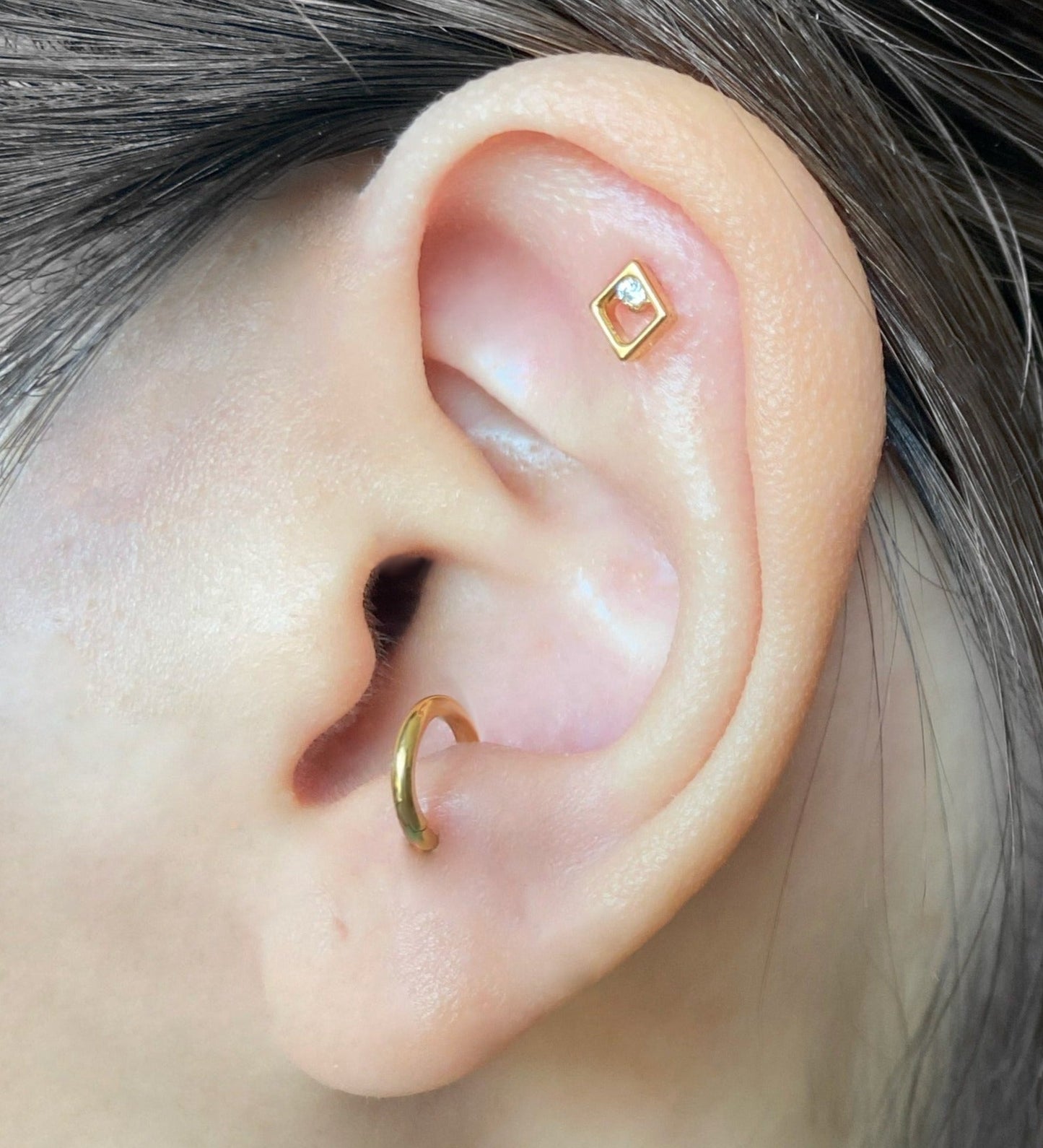 CZ Frame Flatback Titanium Earring