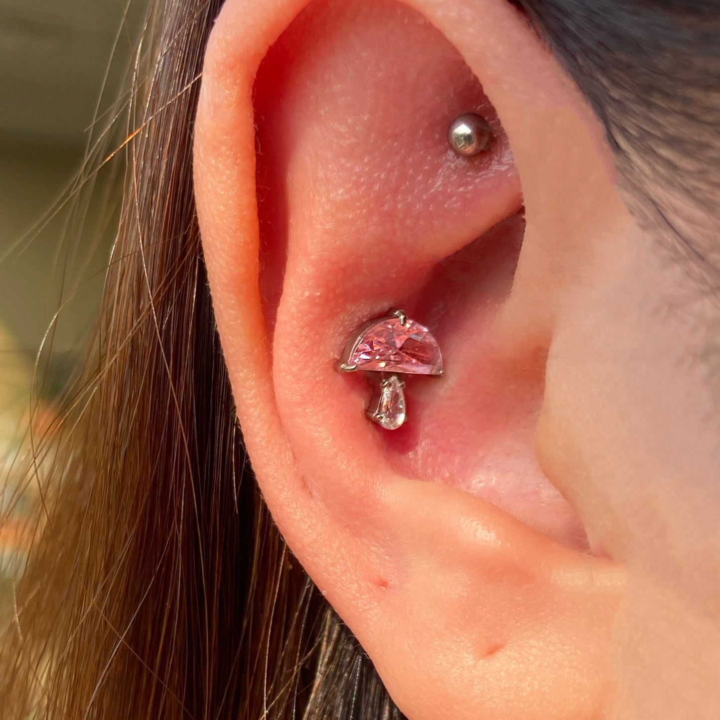 Magic Mushroom Flatback Titanium Earring