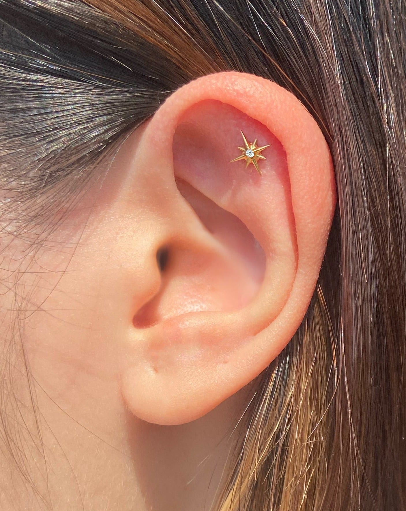 PiJi CZ Star Flatback Titanium Earring