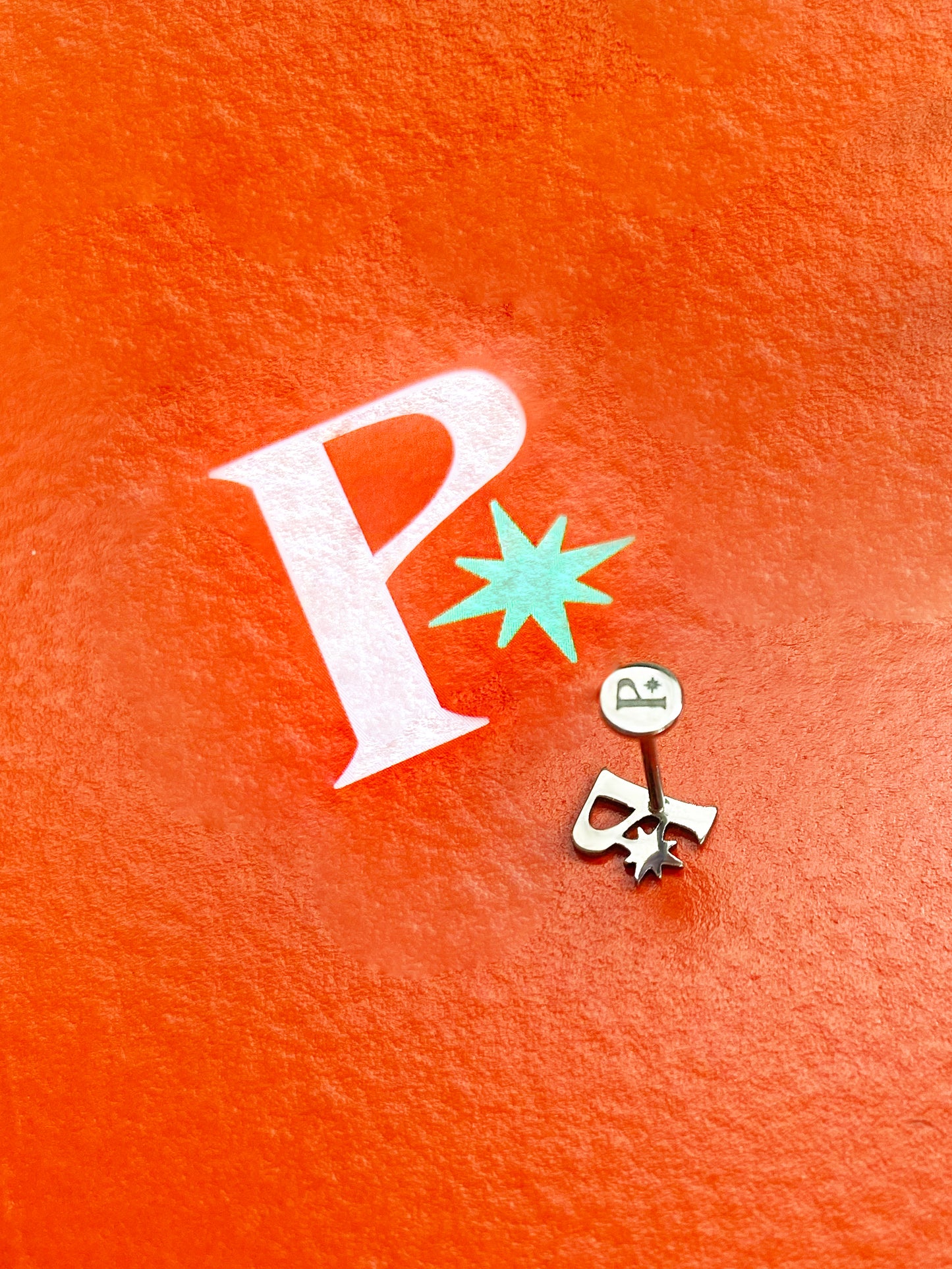 PiJi 'P' Monogram Flatback Titanium Earring