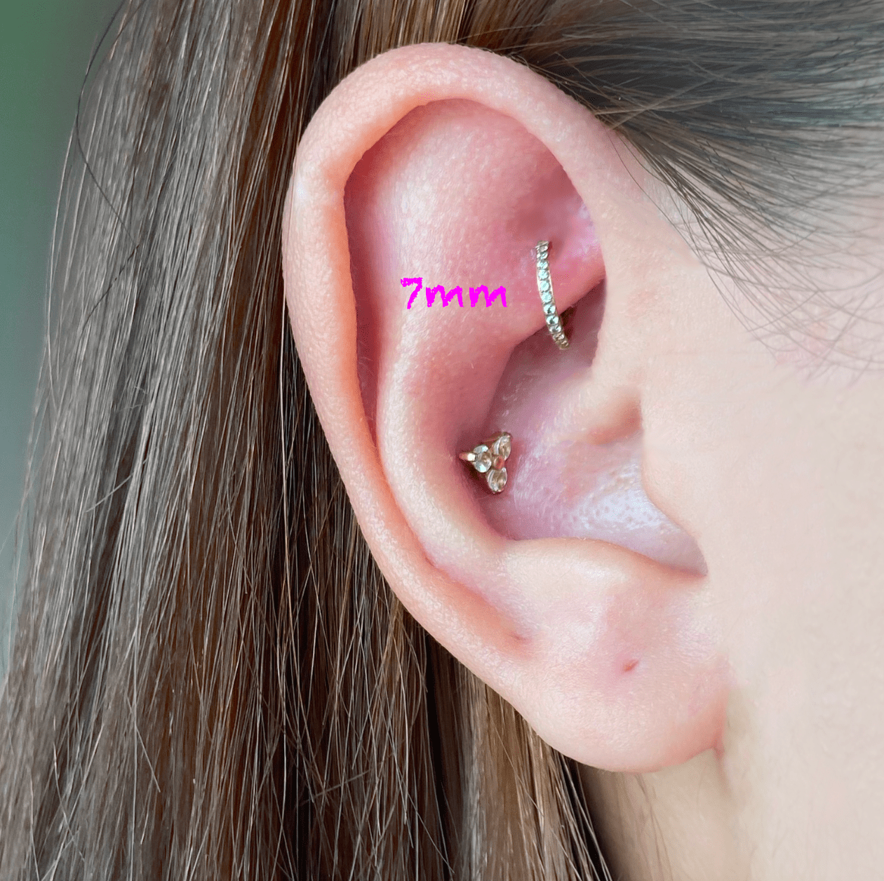 Titanium CZ Studded Slim Clicker Hoop