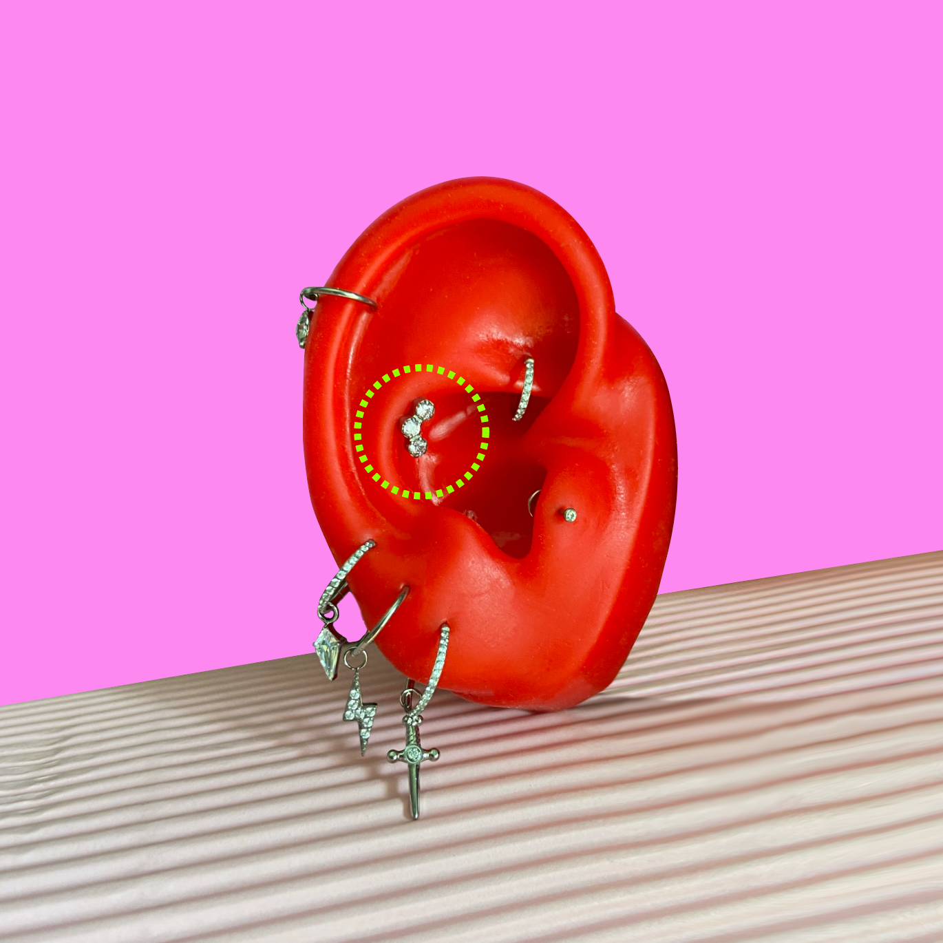 Triplet CZ Flatback Titanium Earring