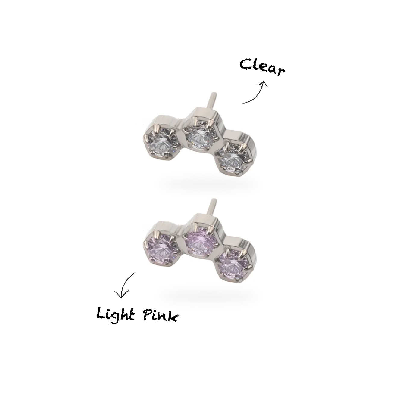 Triplet CZ Flatback Titanium Earring
