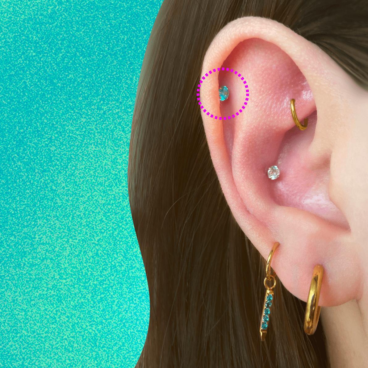 Colored CZ Flatback Titanium Earring