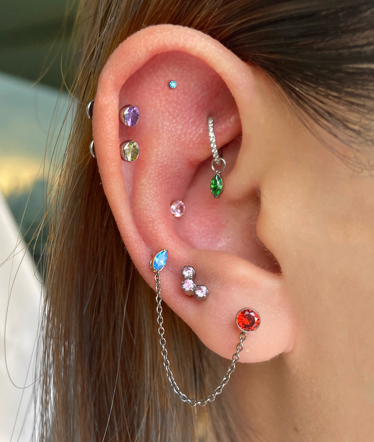 Birthstone Flatback Titanium Earring