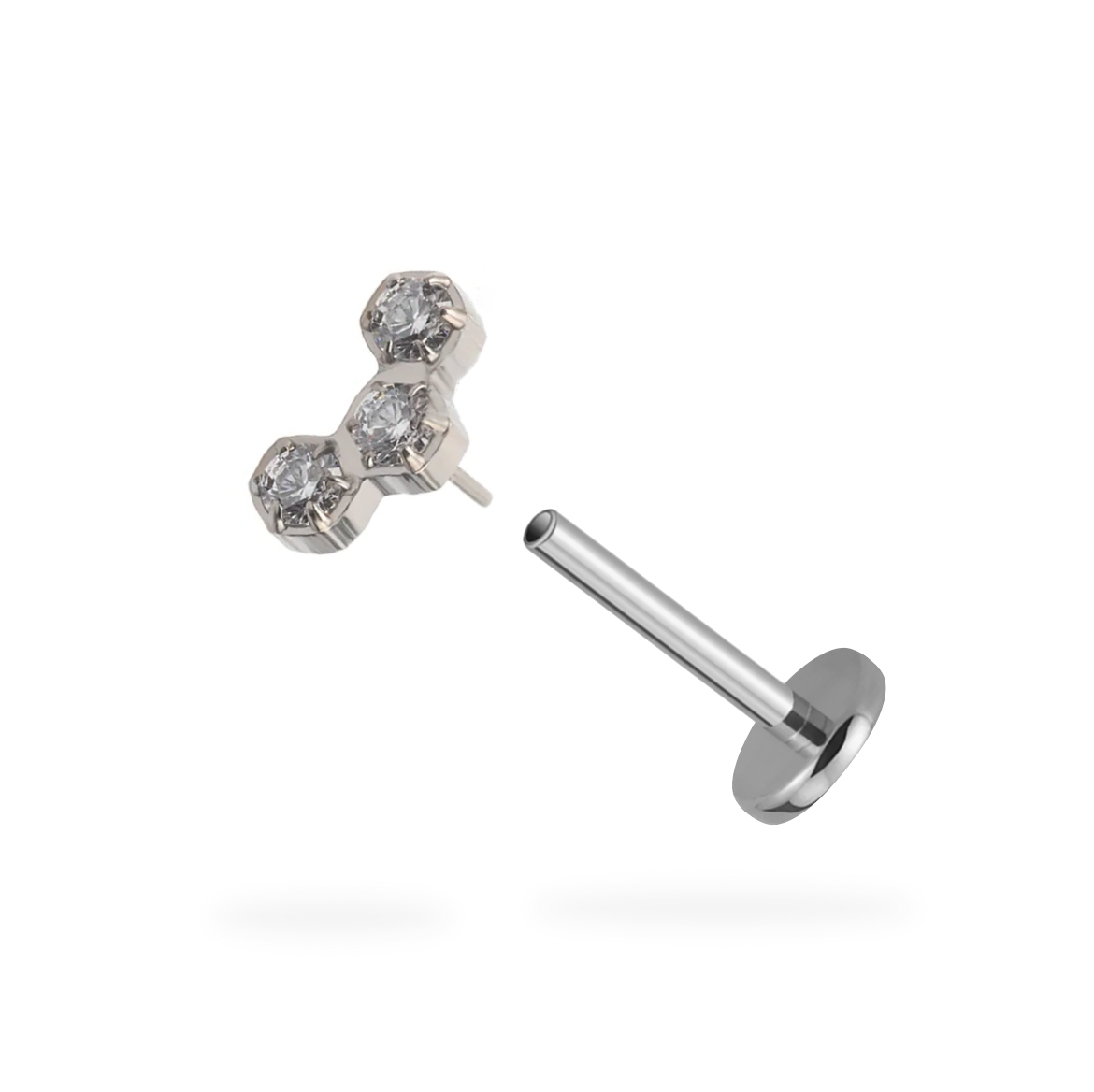 Triplet CZ Flatback Titanium Earring