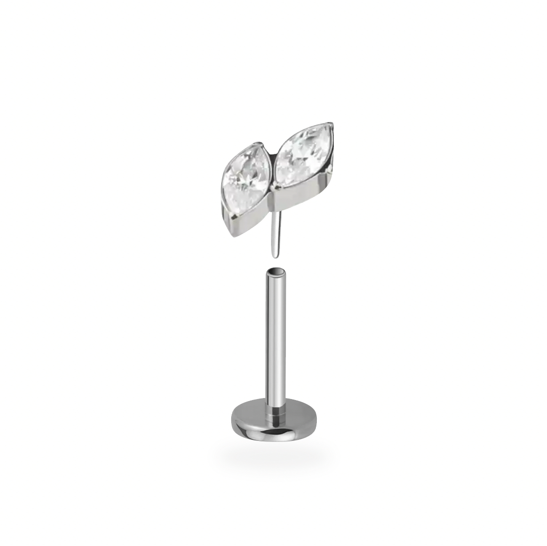 CZ Twin Leaf Flatback Titanium Earring