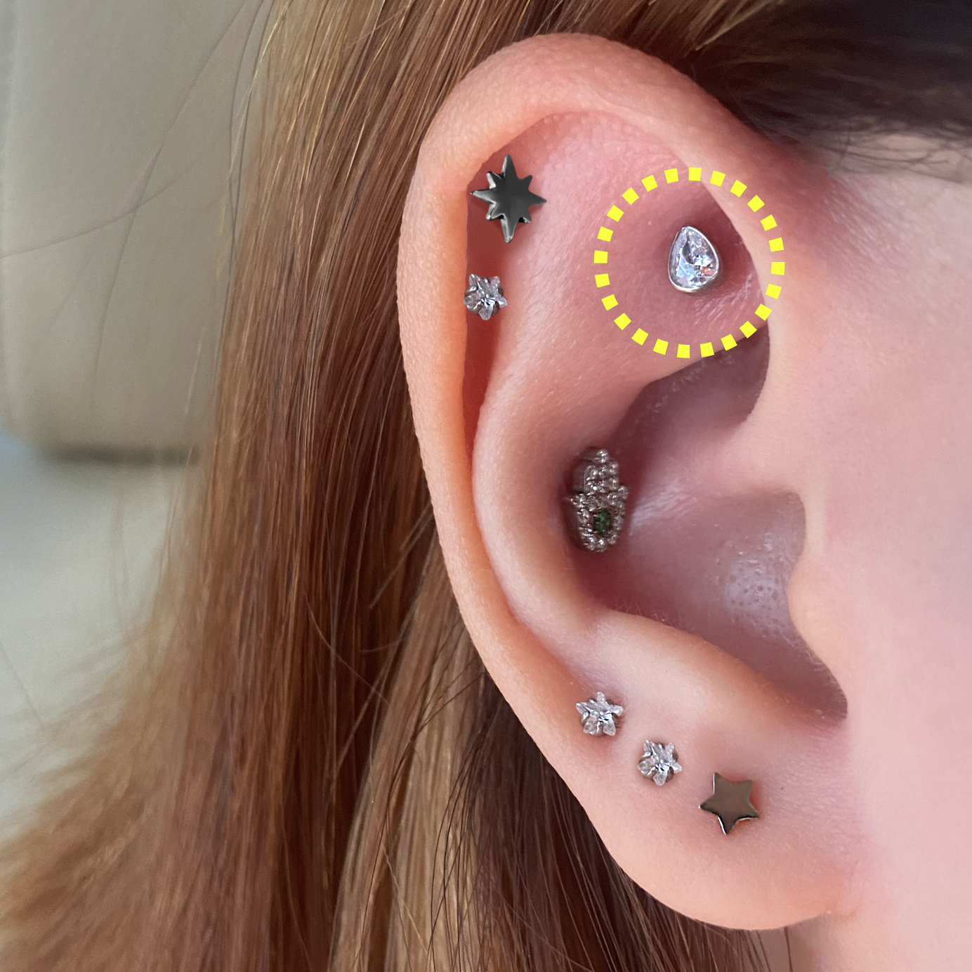 CZ Water Drop Flatback Titanium Earring