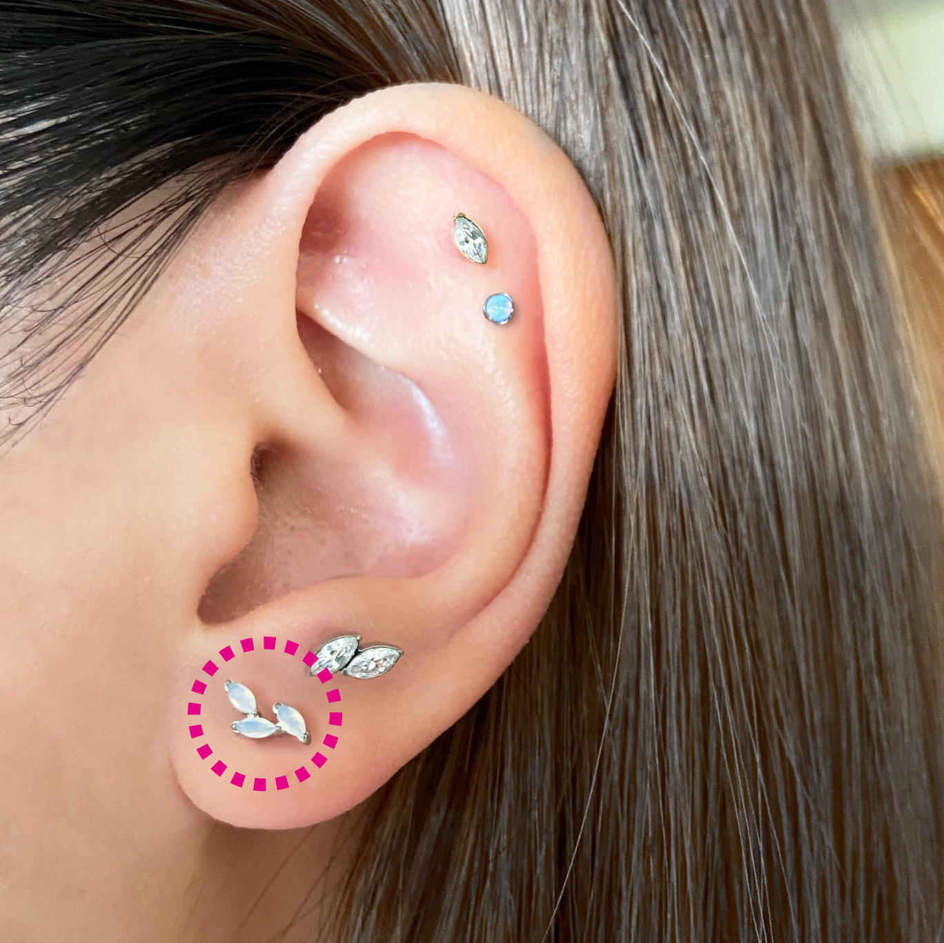 CZ Vine Flatback Titanium Earring