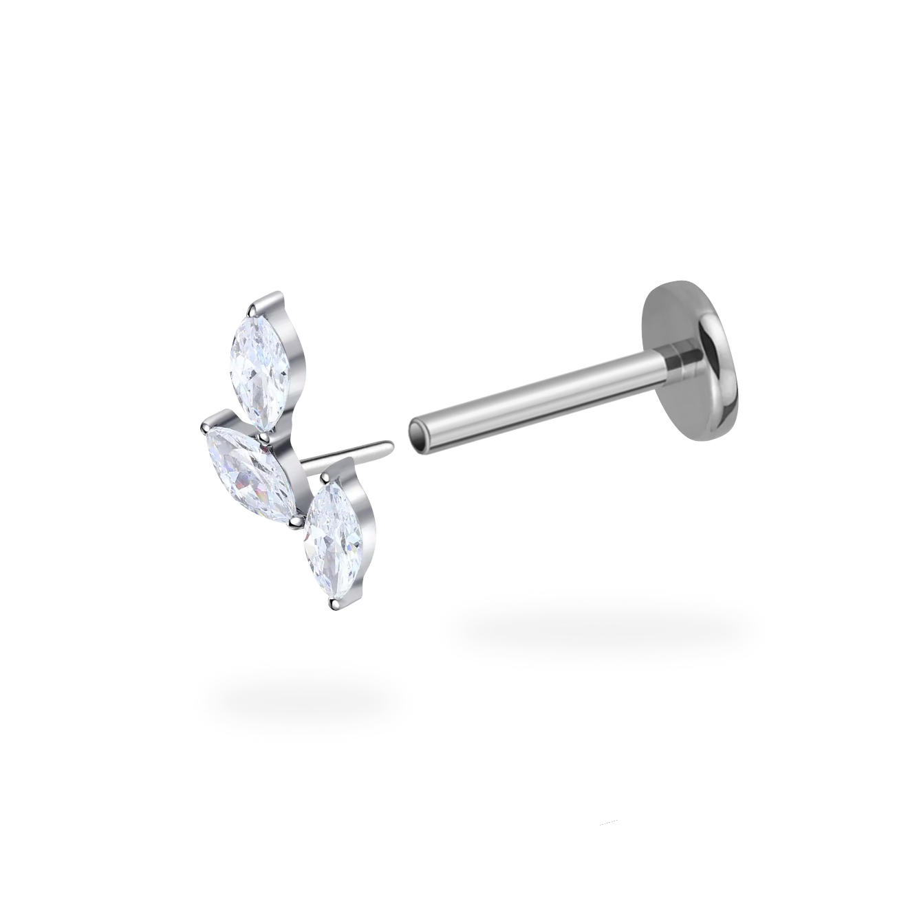 CZ Vine Flatback Titanium Earring