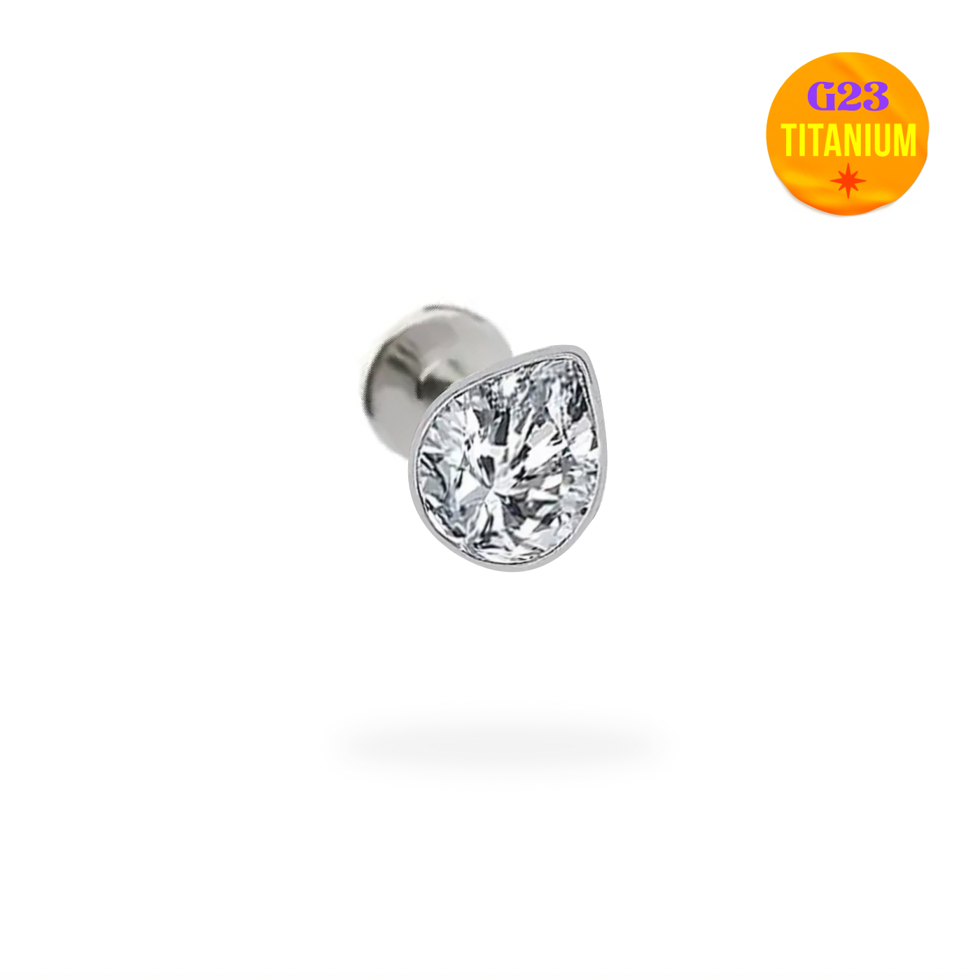 CZ Water Drop Flatback Titanium Earring