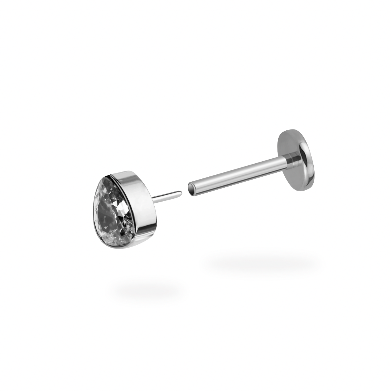 CZ Water Drop Flatback Titanium Earring