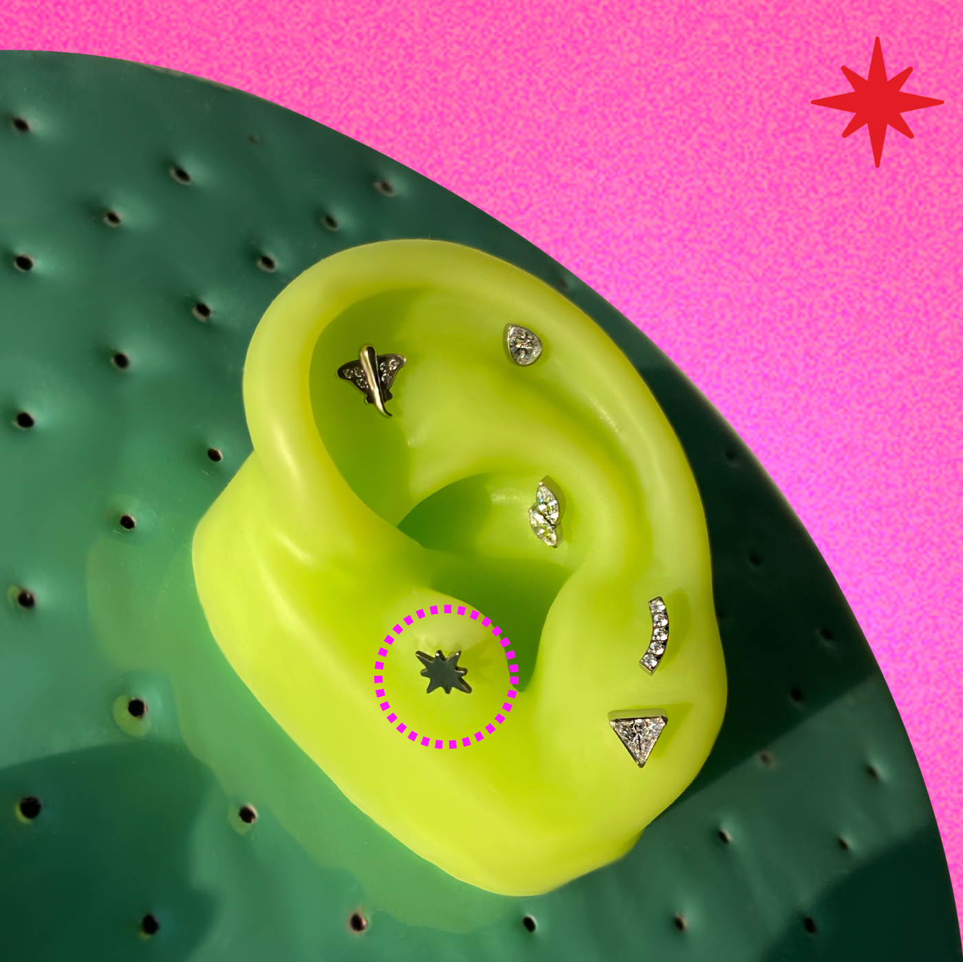 PiJi Logo Star Flatback Titanium Earring