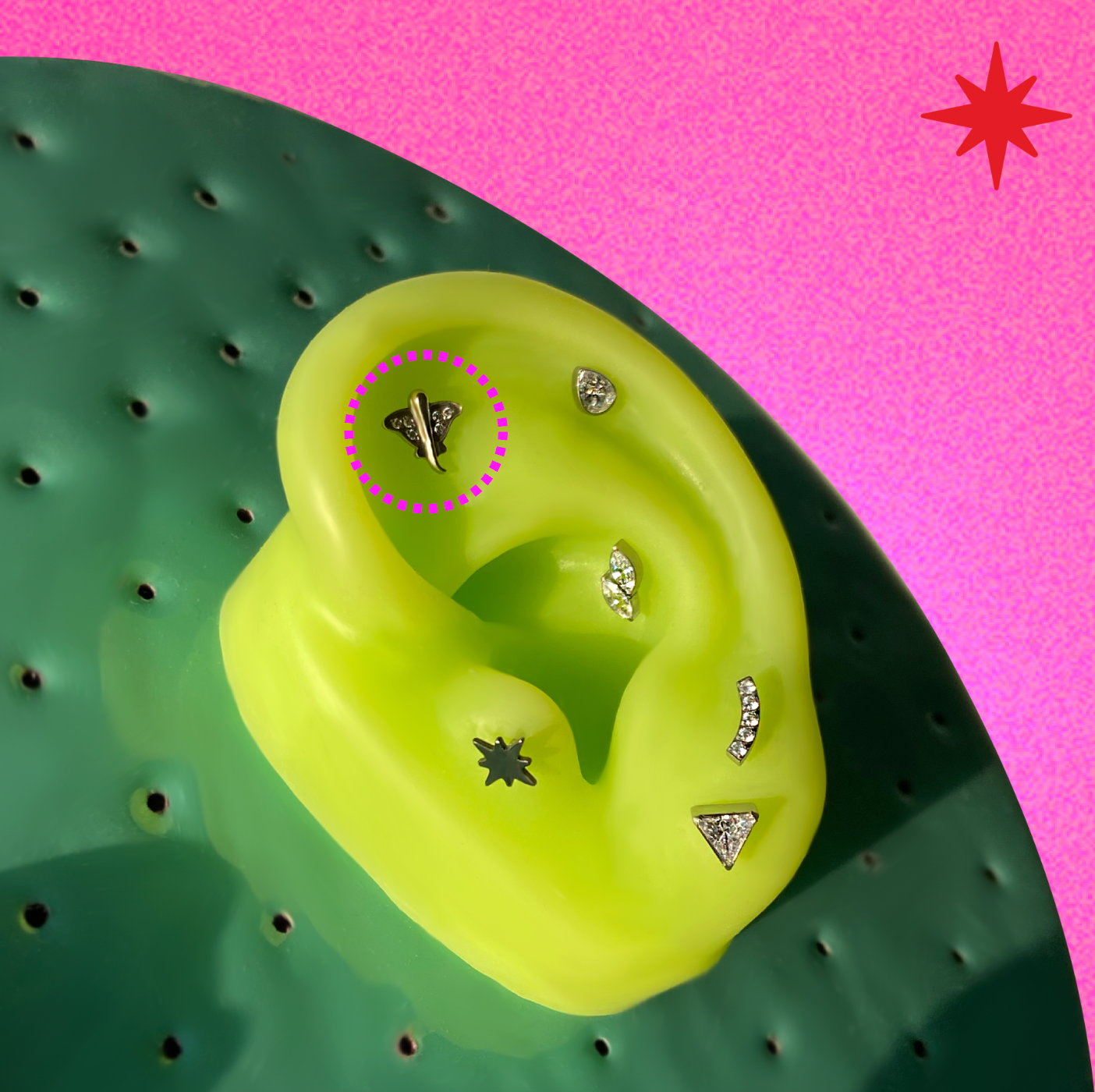 CZ Stingray Flatback Titanium Earring