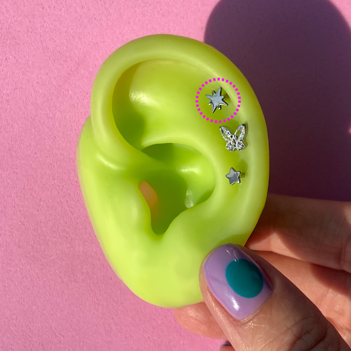 PiJi Star / Heart Titanium Reversible Earring