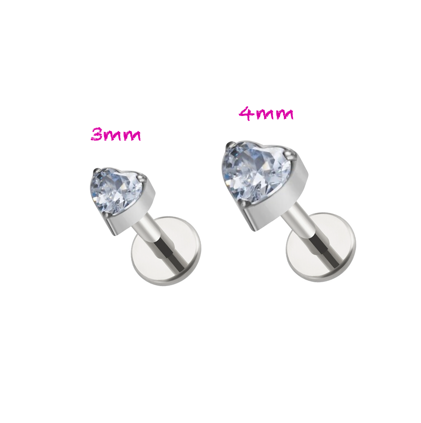 CZ Sweetheart Flatback Titanium Earring