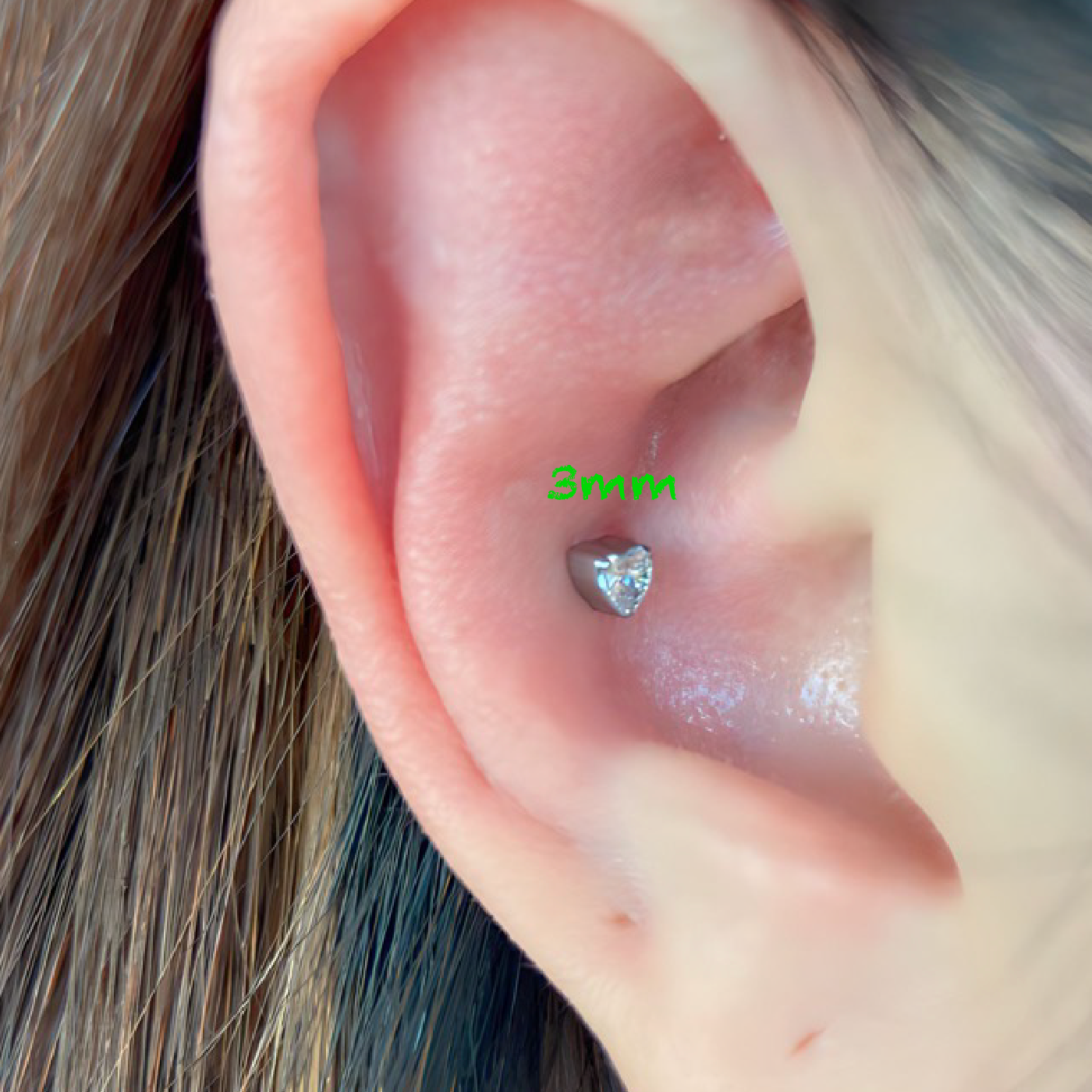 CZ Sweetheart Flatback Titanium Earring