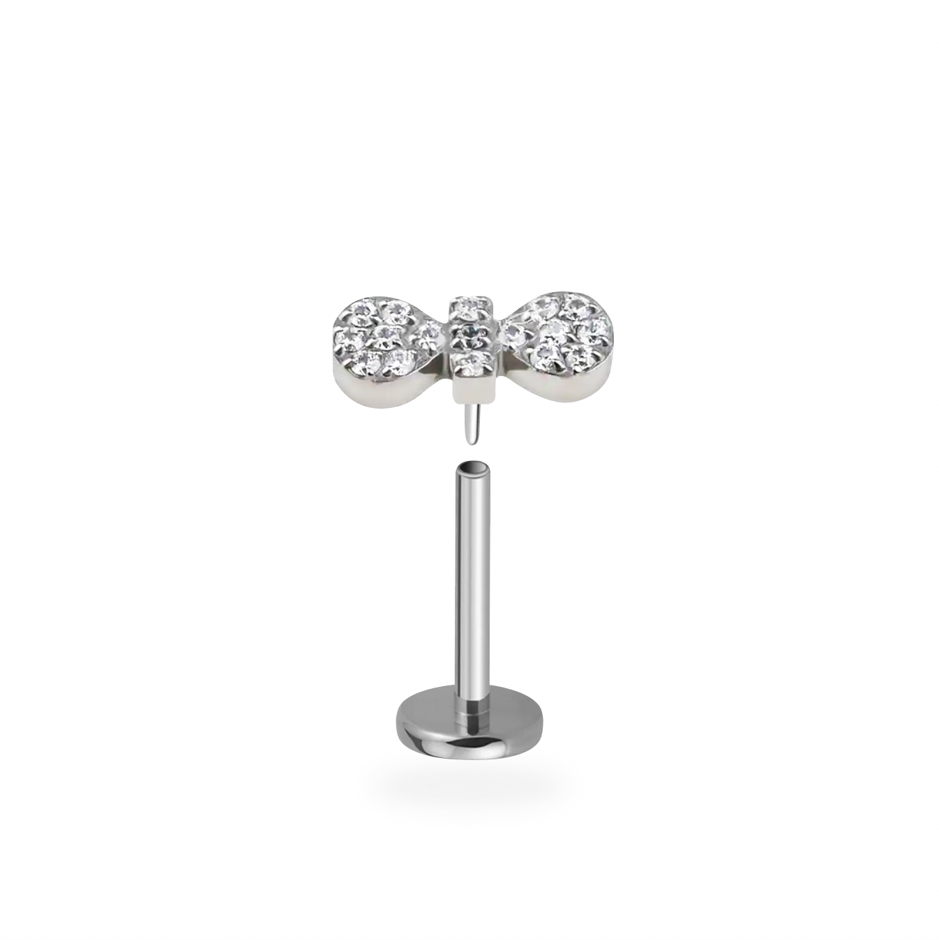CZ Ribbon Flatback Titanium Earring