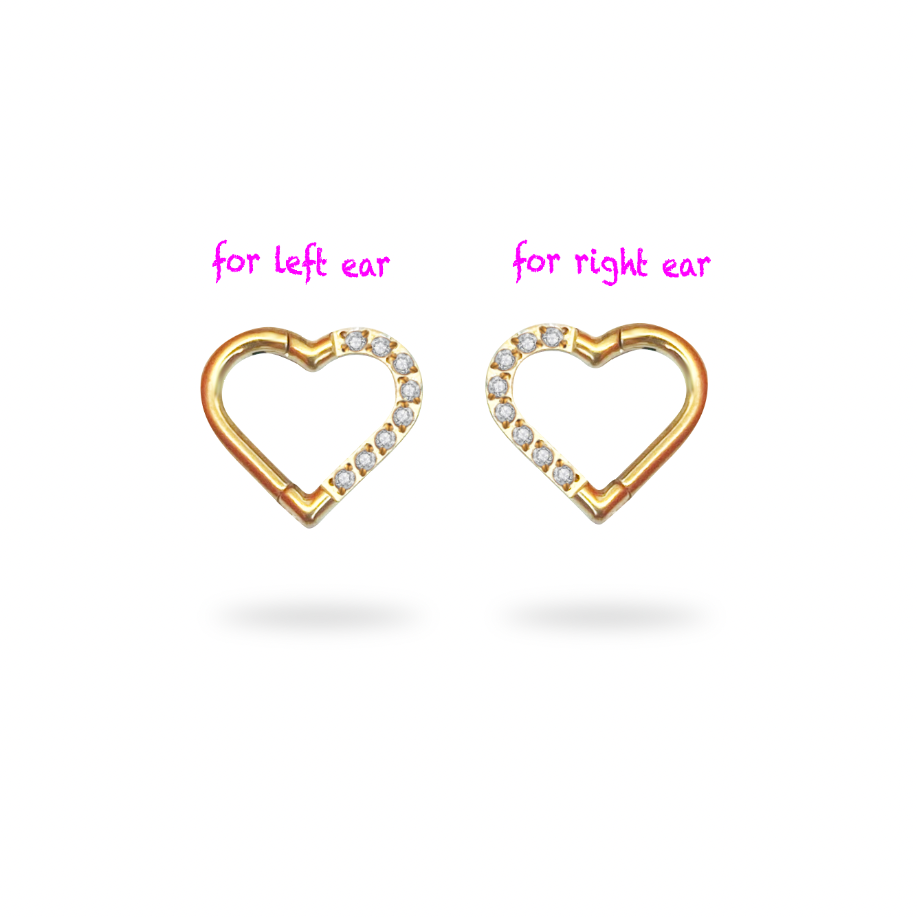 CZ Heart Clicker Hoop