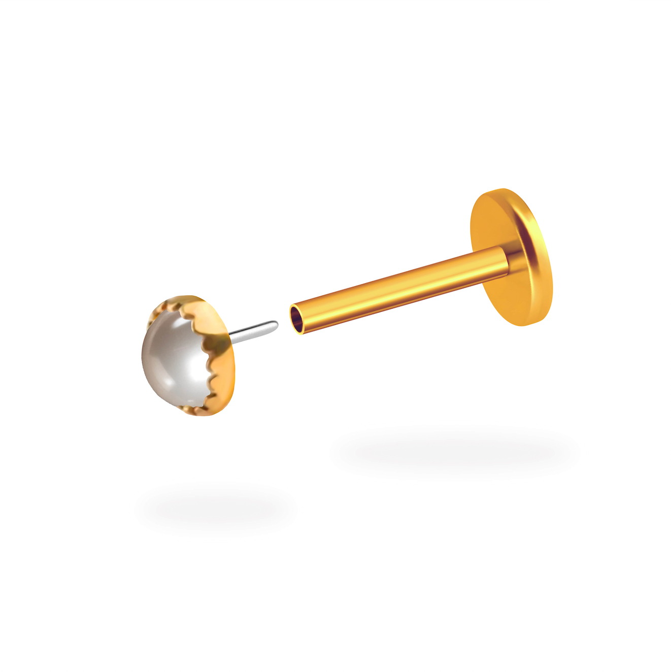 Pearl Gold Bezel Flatback Titanium Earring