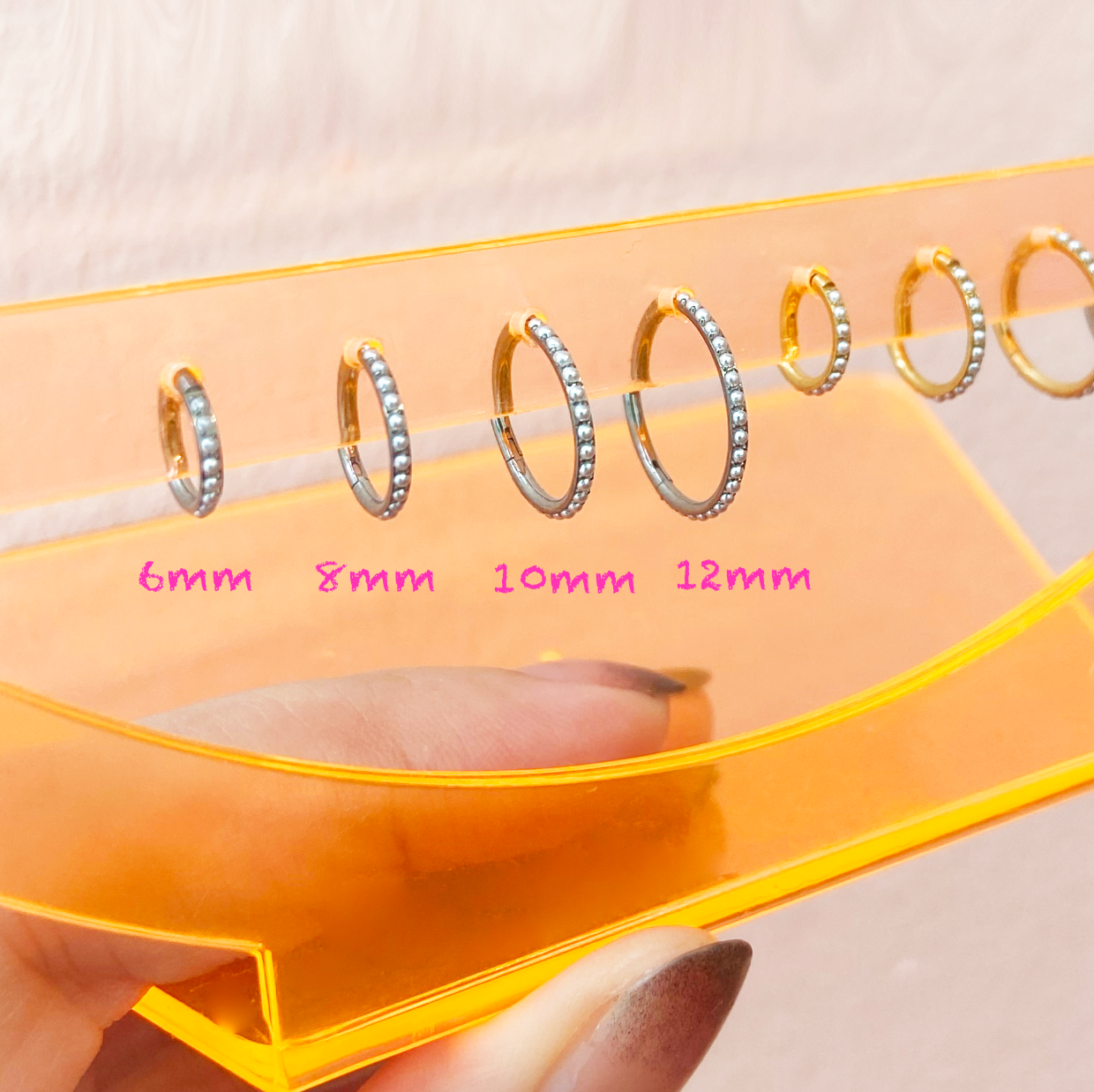 Titanium Pearl Studded Clicker Hoop