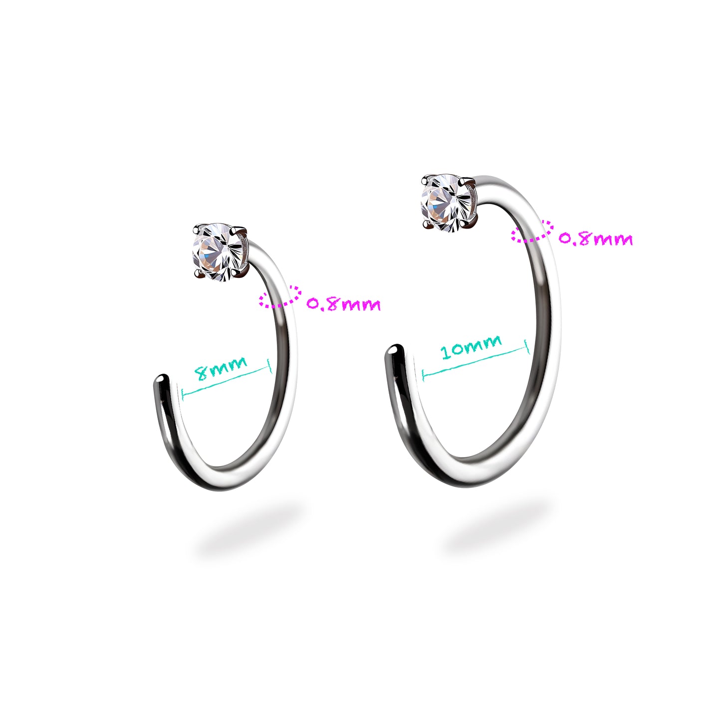 CZ Backless Titanium Earring