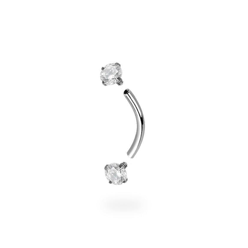 Two Side CZ Curved Barbell