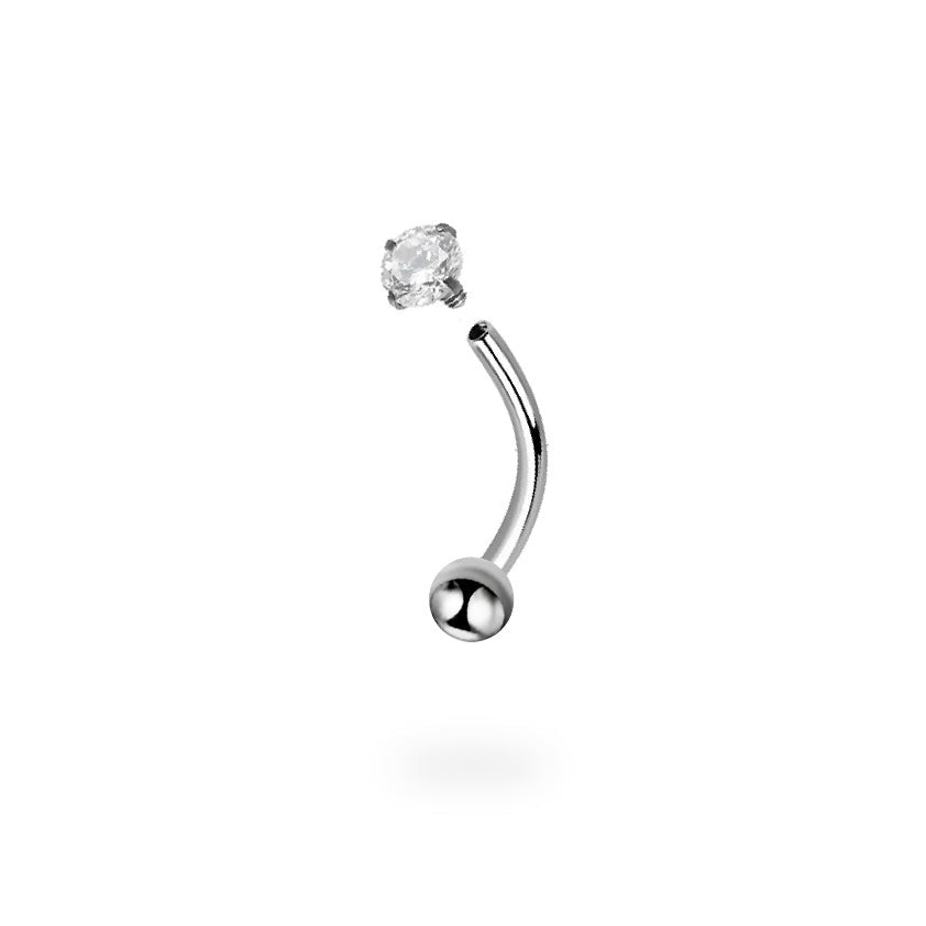 One Side CZ Curved Barbell