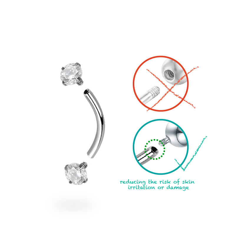 Two Side CZ Curved Barbell
