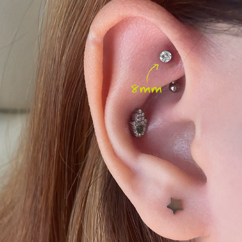One Side CZ Curved Barbell