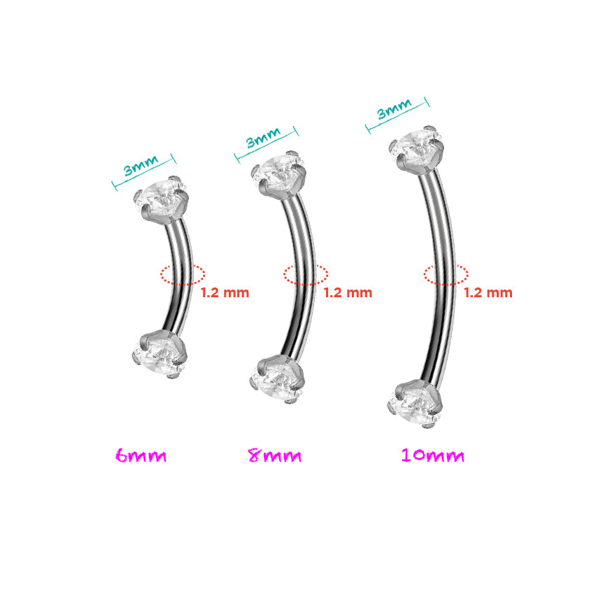 Two Side CZ Curved Barbell