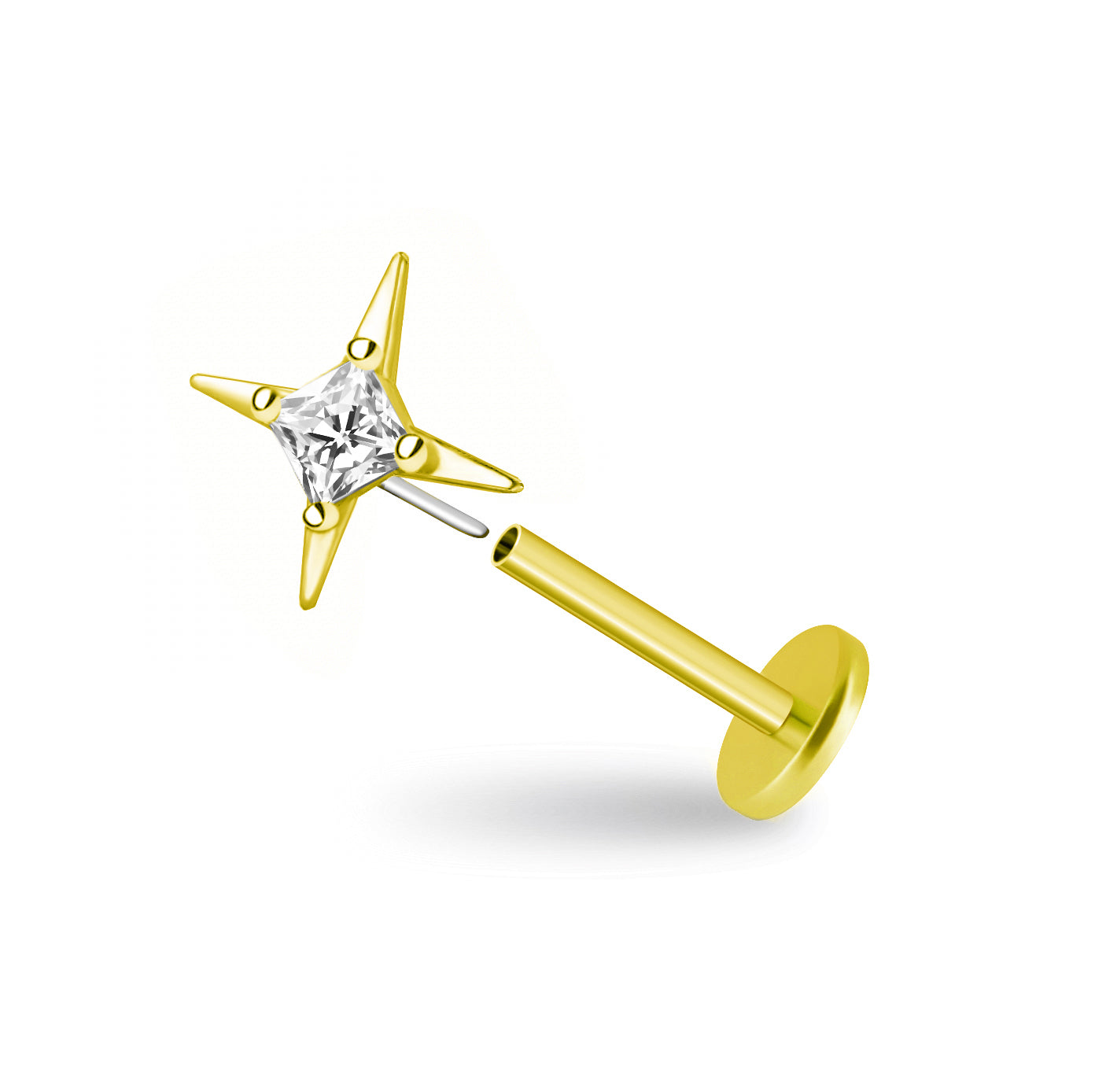 CZ Bling Star Flatback Titanium Earring