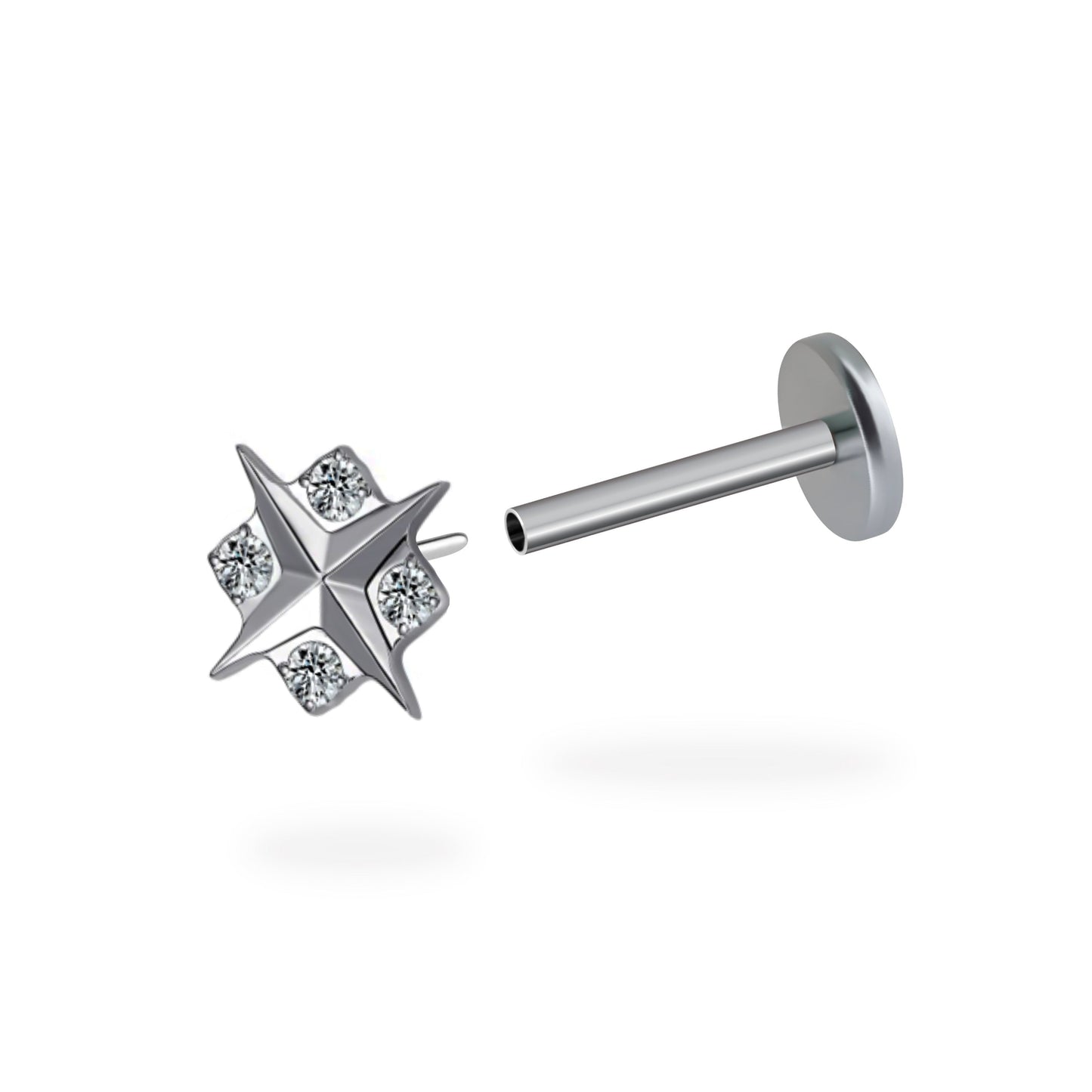 Bling Square Flatback Titanium Earring