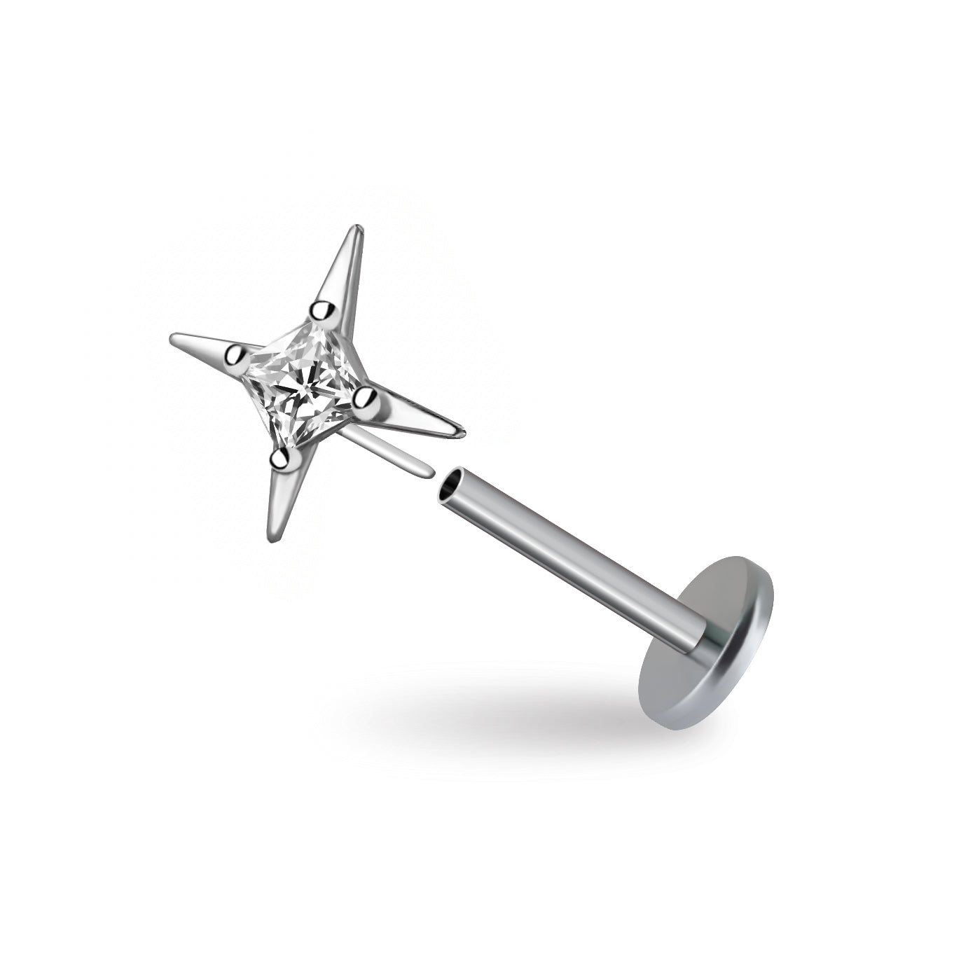 CZ Bling Star Flatback Titanium Earring
