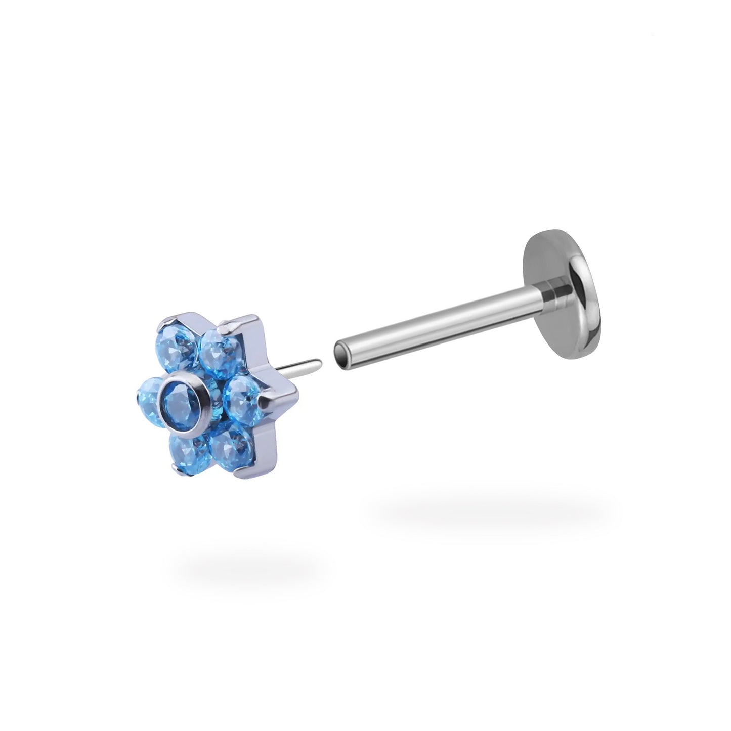CZ Studded Flower Flatback Titanium Earring