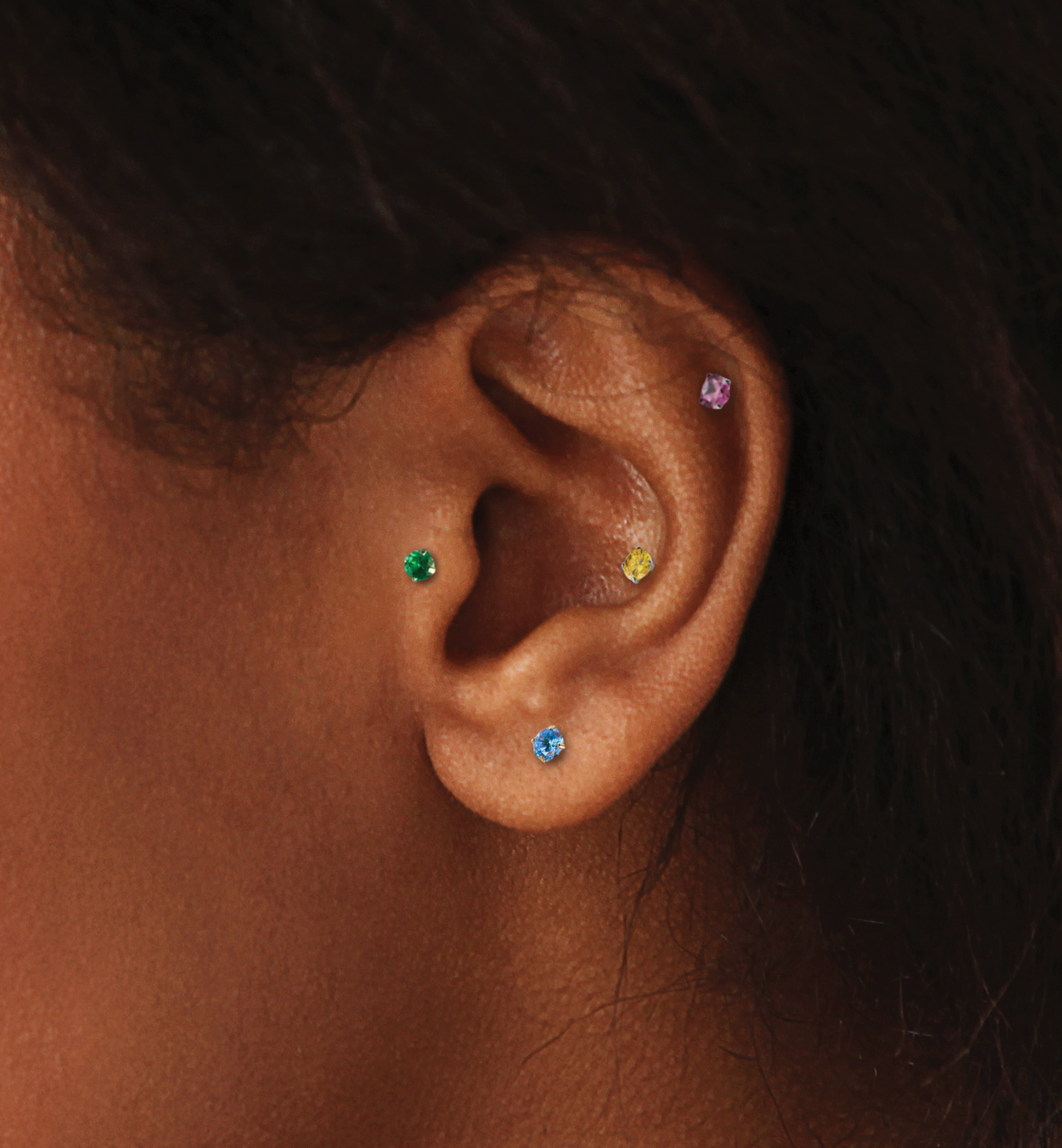 Colored CZ Flatback Titanium Earring