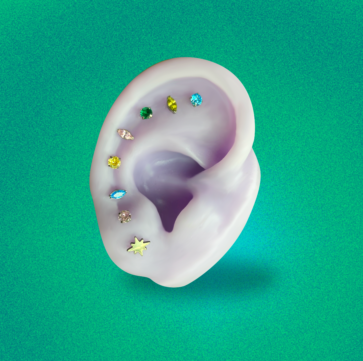 Colored CZ Flatback Titanium Earring