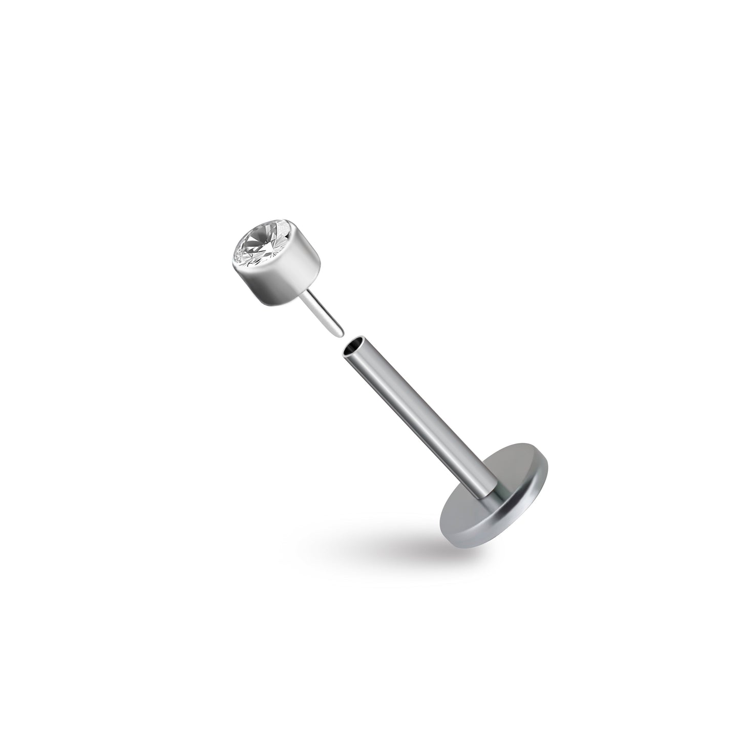 CZ Bezel Flatback Titanium Earring