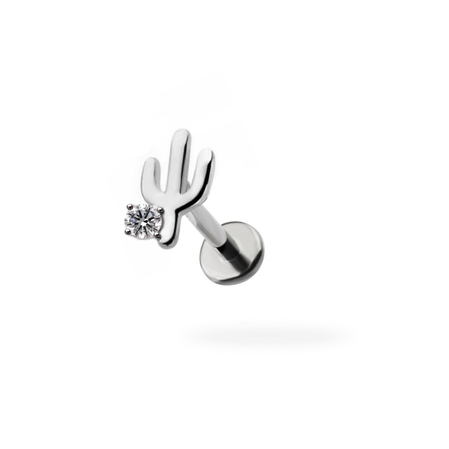 Cactus CZ Flatback Titanium Earring