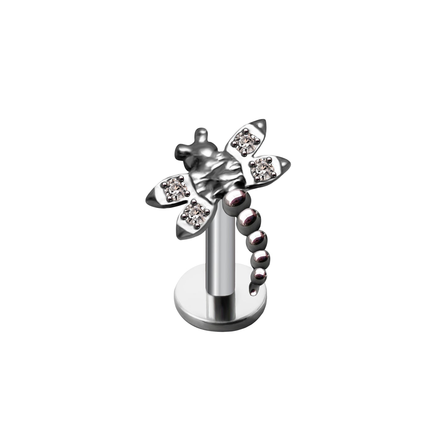CZ Dragonfly Flatback Titanium Earring