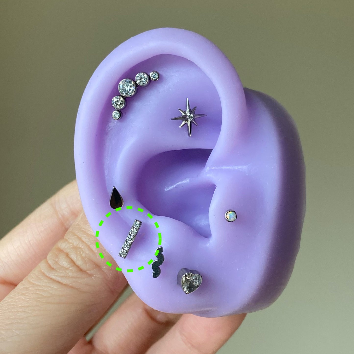 CZ Bar Flatback Titanium Earring