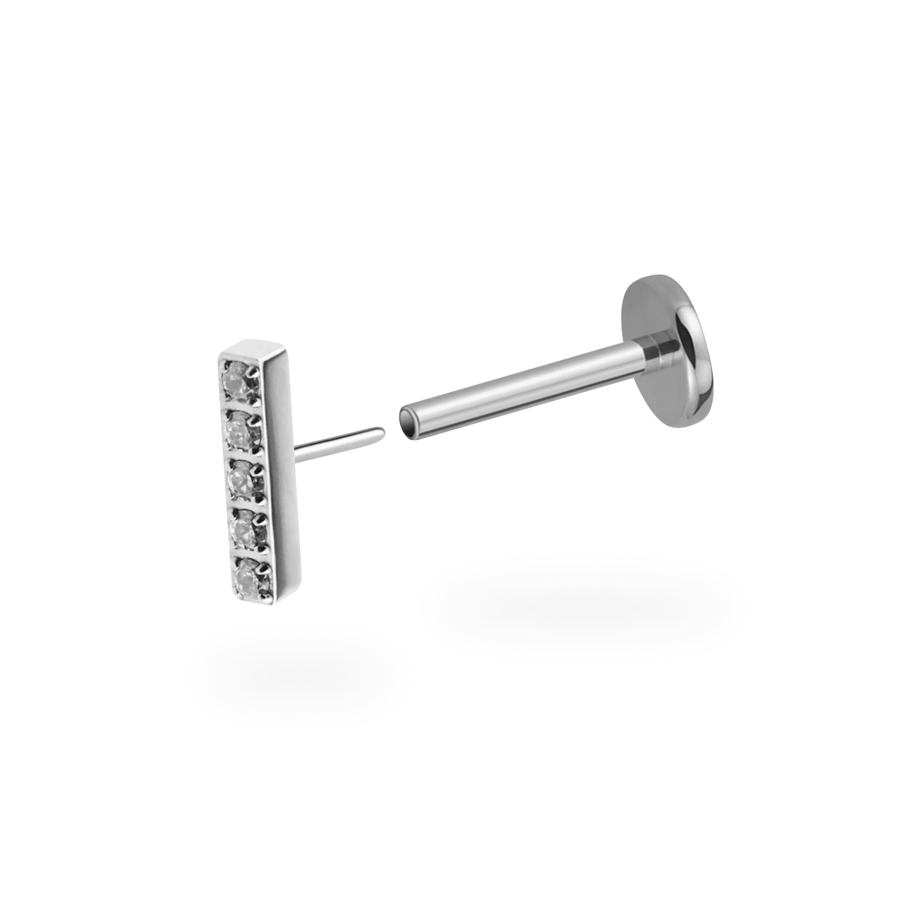 CZ Bar Flatback Titanium Earring